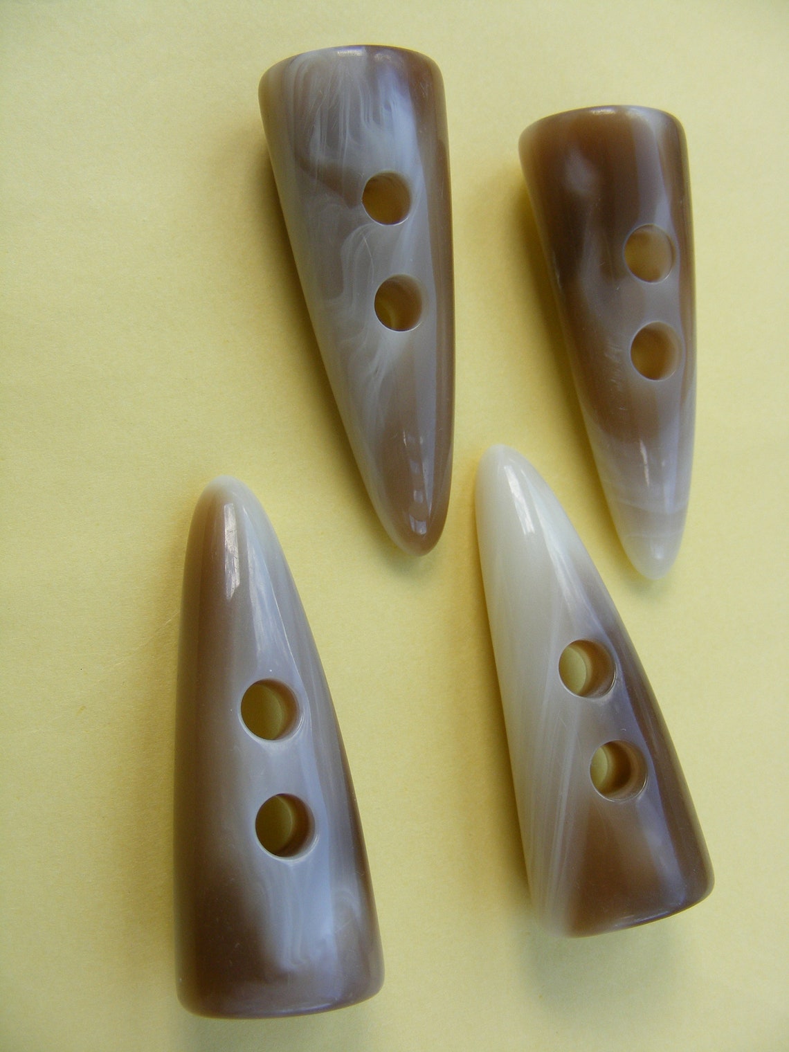 Faux Horn Toggle Buttons 50mm Matching Set of 4 Beige Brown Etsy