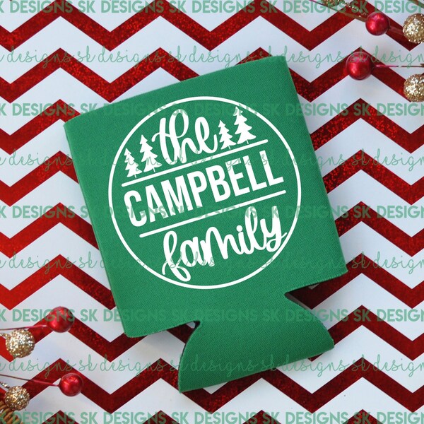 Family Christmas Can Cooler / Custom Beer Holder / Party Favor / Christmas Gift / Stocking Stuffer / White Elephant Gift / Family Gift