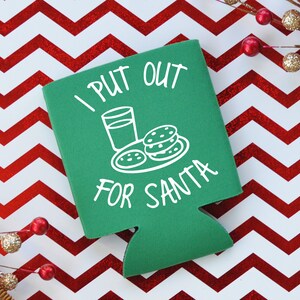 I Put Out For Santa / Funny Christmas Can Cooler / Beer Holder / Party Favor / Christmas Gift / Stocking Stuffer / White Elephant Gift