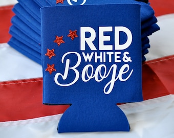 Glacière rouge blanc et canette d'alcool - Porte-bière patriotique du 4 juillet