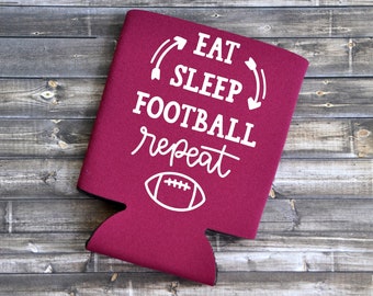 Eat Sleep Football Repeat - Can Cooler / Beer Holder / Birthday Gift / Party Favor