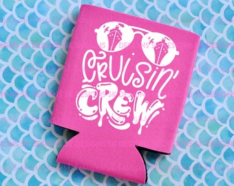 Cruisin' Crew Skinny Can Cooler: Custom Cruise Party Favor
