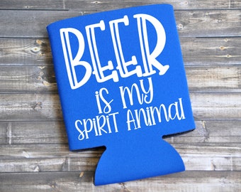 Funny "Beer Is My Spirit Animal" Can Cooler – Party Favor, Gift for Him