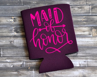 Maid of Honor Can Cooler, Wedding Bridal Party Gift