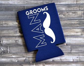 Enfriador de latas con bigote para padrinos de boda - Recuerdo de fiesta de bodas