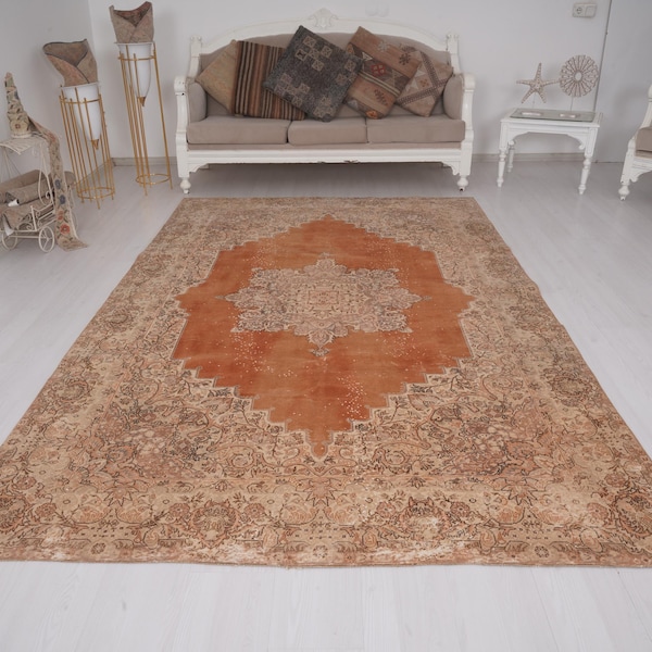 Alfombra vintage de 6x10, alfombra turca grande, alfombra Oushak de 6x10, alfombra de suelo, alfombra de tonos apagados, alfombra turca antigua, alfombra de lana, alfombra vintage grande, alfombra, 920