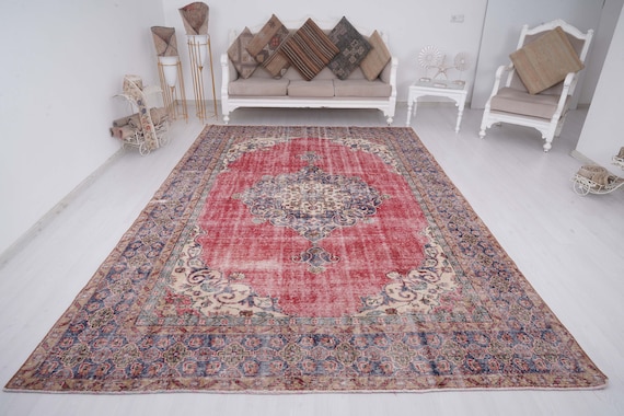 8x11 ラグ、特大トルコラグ、大型ラグ 8x11、ヴィンテージラグ