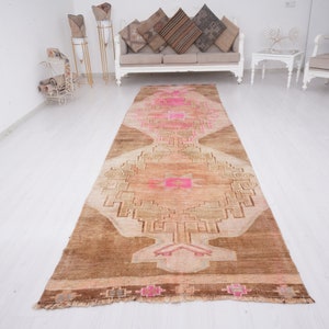 4x13 Runner, Turkish Runner Rug, Neutral Runner 4x13, Vintage Runner Rug, Oushak Runner Rug, Antique Rug,Kitchen Runner,Vintage Rug 4x13,458