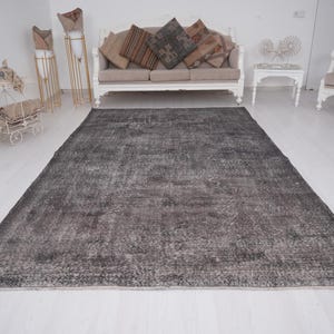 Turkish Oriental Rug, Large Vintage Gray Rug, Large Turkish Rug, 6x10 Rug, Oversize Oushak Rug, 6x10 Area Rug,Large Rug,Natural Wool Rug,360