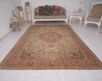 Pastel Turkish Rug, 7x10 Rug, Faded Area Rug, Oversize Rug, Oushak Rug, Turkish Rug 7x10, Vintage Rug, Handmade Rug,Muted Rug,Turkey rug,907