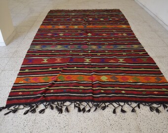 TURKISH SPECIAL RUG,5'9x10'5 Ft,Turkish Kilim Rug,Turkish Rug,Kilim Rug,Oversized Kilim Rug,Oushak Kilim,Wool Rug,Antique Kilim,Rug, YK150
