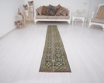 2x10 Runner Rug, Natural Runner, 2x10 Vintage Runner, Unique Runner Rug, 2x10 Turkish Runner, Oushak Runner, Anatolian Runner,Faded Rug,868