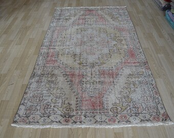 Floral türkischen Teppich / Vintage Teppich / Wolle Teppich / Teppich / Pute Teppich / handgeknüpften Teppich / anatolischen Teppich / Oushak Teppich / 4,2 x 7,2 ft. / DK294