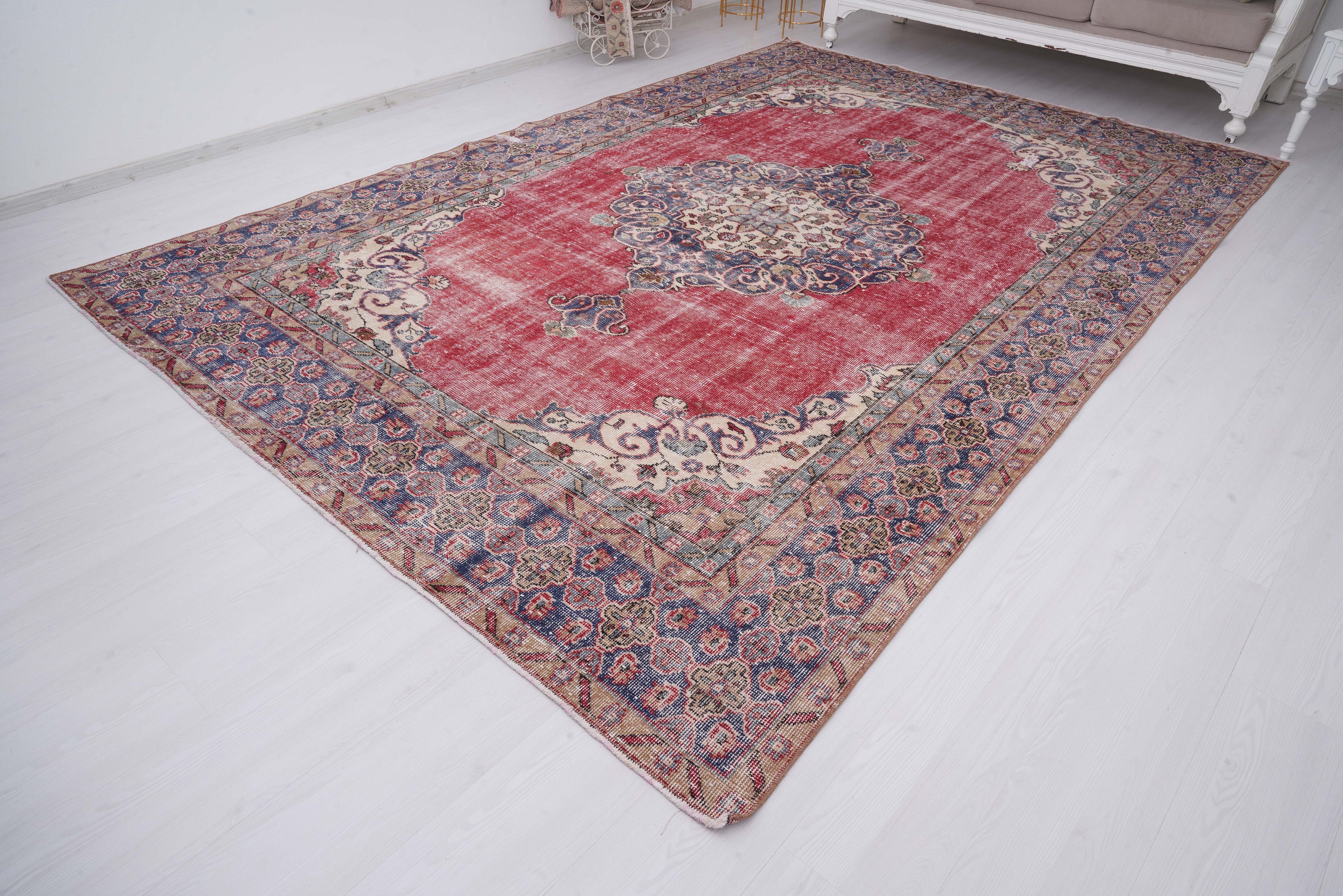 8x11 ラグ、特大トルコラグ、大型ラグ 8x11、ヴィンテージラグ