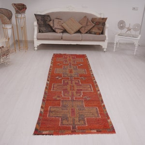 3x8 Rug Runner, Turkish Rug Runner, Oushak Rug Runner, 3x8 Vintage Runner, Oushak Runner Rug, Entry Rug, Hallway Rug, Antique Runner Rug,208