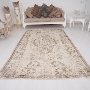 5x8 Rug, Soft Rug, Turkish Rug 5x8, Oushak Area Rug, 5x8 Vintage Rug, Faded Rug, Handmade Wool Rug, Muted Colors Rug, Farmhouse Rug, 83