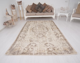 5x8 Rug, Soft Rug, Turkish Rug 5x8, Oushak Area Rug, 5x8 Vintage Rug, Faded Rug, Handmade Wool Rug, Muted Colors Rug, Farmhouse Rug, 83