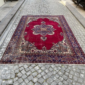 7x10 Large Oushak Rug, Large Turkish Rug, Oriental Rug, 6.8x10.1 ft, Bohemian Rug, Handmade Rug, Office Rug,Living Room Rug, Oversize Rug,35
