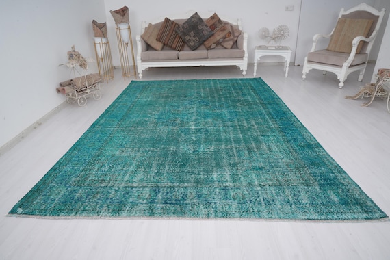 Large Area Rug, Oversize Turkish Rug, Faded Turquoise Rug,7x10 Vintage Rug,Oushak Rug,Natural Rug 7x10,Natural Rug,Oversize Rug,Turkey,279