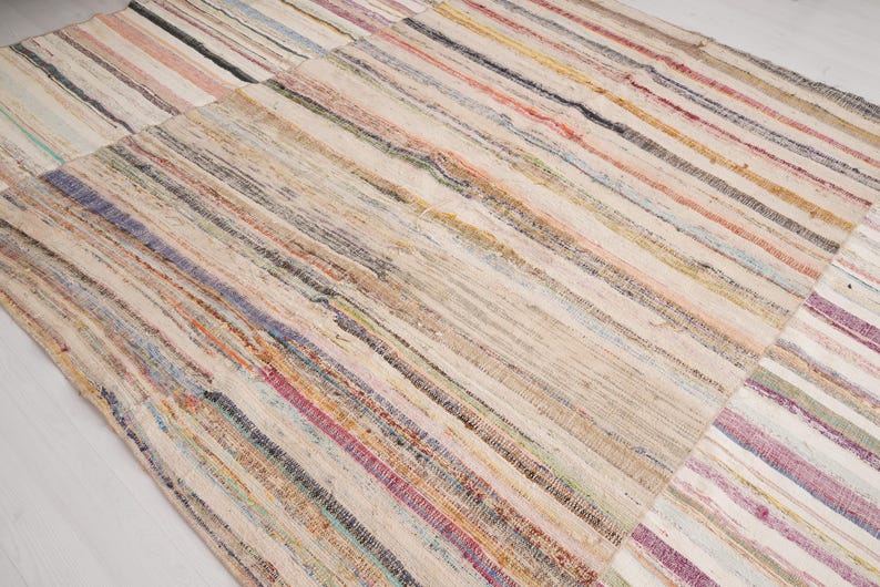 faded turkish rug, large vintage rug 8x10, antique kilim rug, oversize oushak rug 8x10, unique area rug, decorative rug, 810 image 4