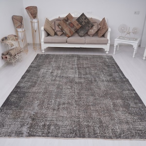 7x9 rug, turkish rug, oushak rug, handmade area rug, vintage rug 7x9, distressed rug, 7x9 faded rug, wool rug, home decor rug, rugs 7x9, 798