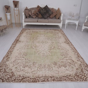 6x10 Rug, Neutral Vintage Rug, Faded Turkish Rug, Oushak Rug 6x10, Decor Rug, 6x10 Area Rug, Anatolian Rug, Oversize Rug,Muted Oushak Rug,71
