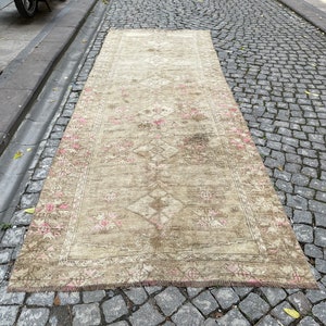4x11 Runner,Antique Runner Rug, Oushak Runner Rug,Handmade Rug 4x11,Turkish Runner Rug,Vintage Runner Rug,Hallway Rug,4x11 Rug Runner,1026