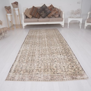 Oushak runner, Vintage Rug, Turkish Runner, Muted Oushak, 4x10 Runner, Runner Rug, Faded Runner, Oushak Rug,Anatolian rug,Vintage Runner,734