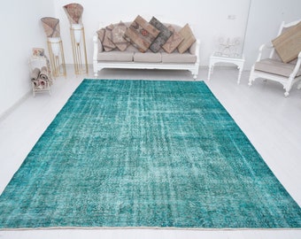 7x10 Rug, Oushak Rug, Turkish Rug 7x10, Oversize Vintage Rug, Handmade Wool Rug, Faded Area Rug, Oversize Rug 7x10,Neutral Rug,Muted Rug,839