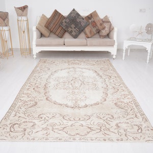 5x9 Rug, Vintage Area Rug, Oushak Rug 5x9,Neutral Wool Rug,Turkish Rug 5x9,Handmade Wool Rug,Turkish Vintage Rug,Farmhouse,Faded Rug 5x9,917