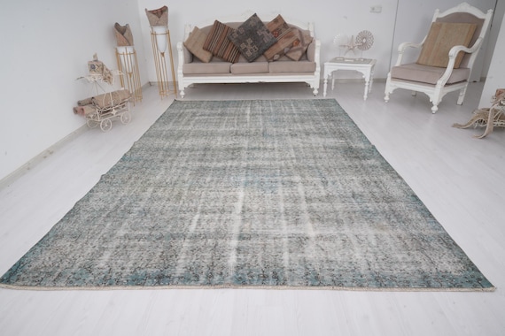 Oversize rug, 7x11 rug, Turkish rug, Vintage rug 7x11, Large Oushak rug, Neutral Area rug, Natural rug, Anatolian Wool rug, Antique rug, 300