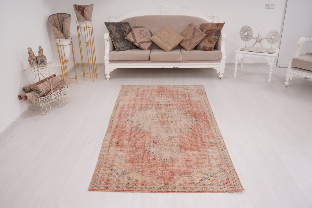 4x7 Rug, Turkish Rug 4x7, Neutral Vintage Rug, Muted Color Rug, Area ...