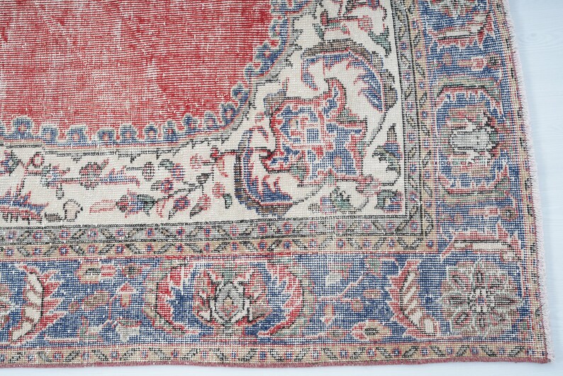 7x10 Rug, Oversize Rug, Turkish Vintage Rug, Oushak Rug 7x10, Handmade