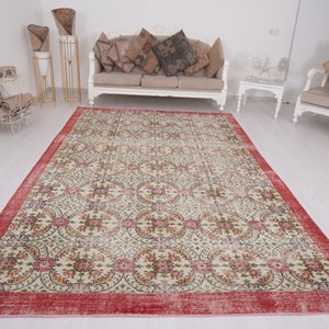 7x11 rug, Oversize Oushak rug, Turkish Area rug, Vintage rug, Anatolian rug, Oushak Rug 7x11, Antique rug, Faded Rug, Handmade Wool rug,372