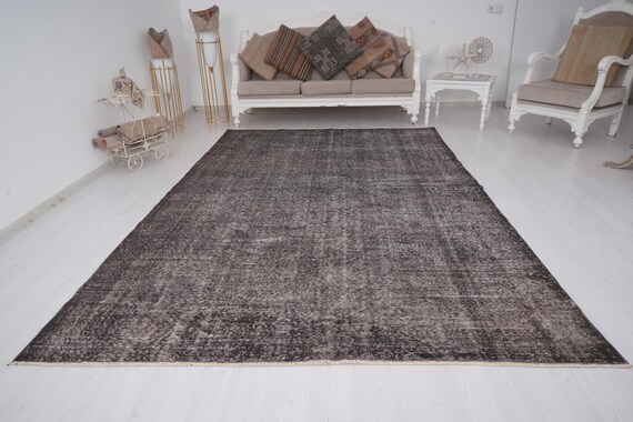 Overdyed Gray Rug, 7x10 Ft Rug, Boho Decor,Handcrafted Rug,Oushak Gray Rug,Anatolian Wool Rug,Faded Rug,Turkish Vintage Rug,Area Rug ,254