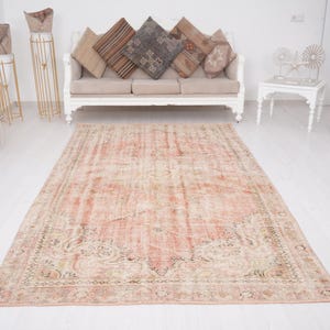 Turkish Vintage Rug,5x9 Rug,Muted Oushak Rug,Neutral Wool Rug,Turkish Rug 5x9,Handmade Wool Rug,Vintage Area Rug,Farmhouse,Faded Rug 5x9,69