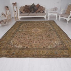 8x11 rug, turkish oversize rug, vintage rug 8x11, oushak rug, large size rug, neutral area rug, natural rug,vintage area rug,turkey rug,1711