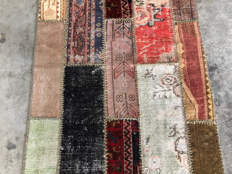 Colorful Patchwork Rug, Patchwork Carpet, 3.2 X 9.6 Ft Oushak Rug ...