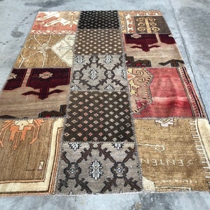 One of a Kind Patchwork Rug. 4.9 x 7.6 ft. Handmade oushak rug vintage Turkish carpets. CUSTOM OPTIONS AVAILABLE, Old Rug, turkish rug PY27