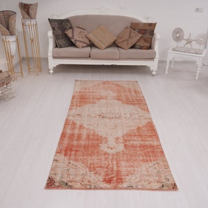 3x7 Rug, Oushak Runner Rug, 3x7 Vintage Runner, Turkish Runner Rug, Anatolian Rug, Antique Turkish Rug,Runner Rug,Faded Rug,Neutral Rug,118