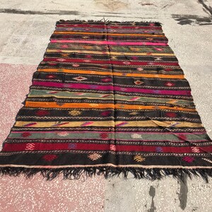 6.4x10.5 ft Turkish Oushak Kilim Rug,Embroidery Kilim Rug,Anatolian Kilim Rug,Area Kilim Rug, Kurdish Kilim Rug, Rugs, Vintage Kilim KIL232