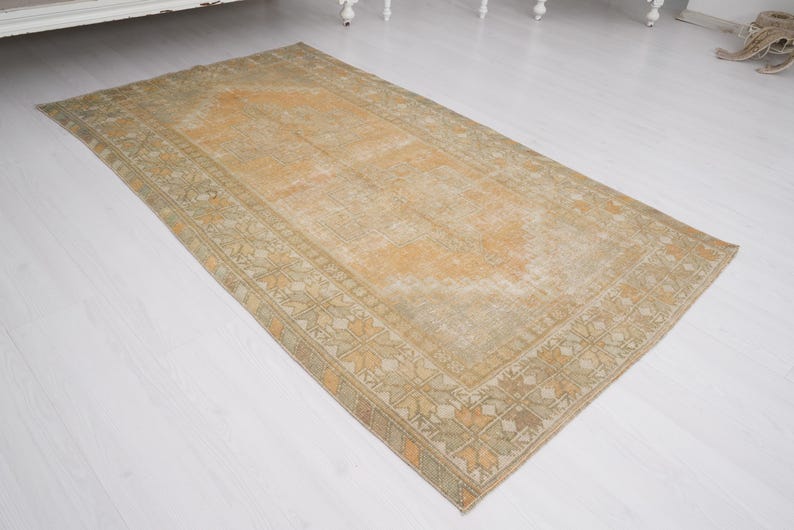4x6 Rug, faded turkish rug, unique area rug, 4x6 turkish rug, vintage rug 4x6, muted oushak rug, neutral rug,decorative rug,bohemian rug,08 image 3