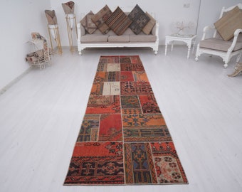 Oushak Läufer, Vintage Läufer Teppich, 3x11 Läufer Teppich, Flur Dekor Läufer, Türkischer Läufer Teppich, Wollteppich, Eingangsbereich Läufer, Läufer Teppich 3x11,242