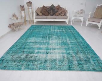7x10 Rug, Oushak Area Rug, Turkish Rug 7x10, Vintage Rug, Handmade Wool Rug, Faded Area Rug, Oversize Rug 7x10, Neutral Rug, Muted Rug, 265