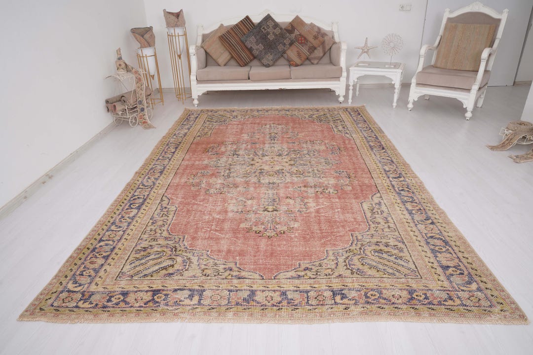 7x10 Rug, Turkish Oversize Rug, 7x10 Vintage Rug, Oversize Oushak Rug ...