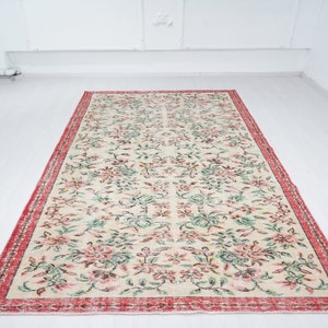 6x10 Rug, Turkish Oushak Rug, Turkish Rug, Vintage Rug, Area Rug 6x10, Handmade Wool Rug, Farmhouse Rug, Antique Rug,Home Decor Rug 6x10,216