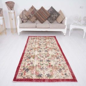 3x7 Turkish Rug, Vintage Rug 3x7, Oushak Runner Rug, Turkey Rug, Turkish Runner Rug, Vintage Runner Rug, 3x7 Rug, Muted Rug, Faded Rug,919