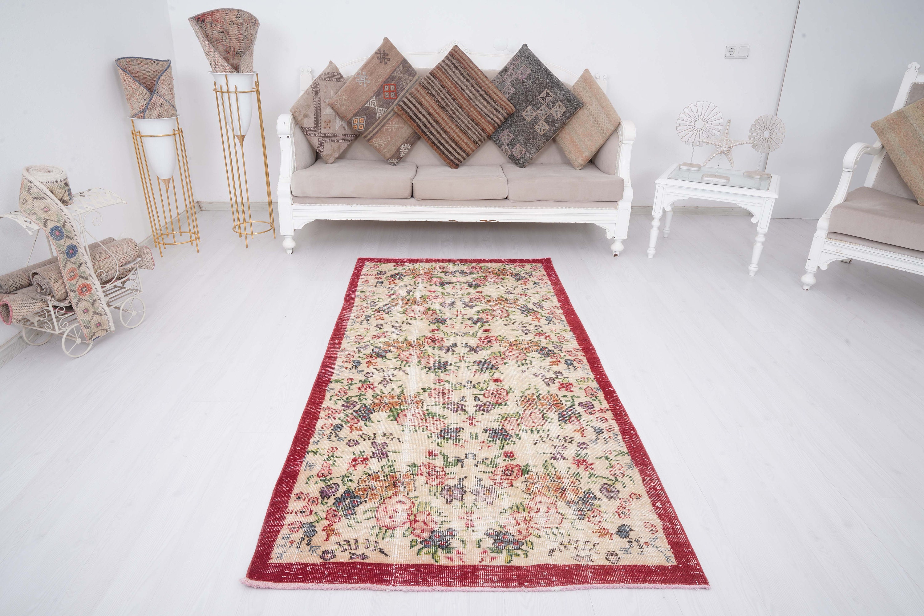 3x7 トルコラグ、ヴィンテージラグ 3x7、ウシャックランナーラグ