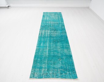 Oushak Runner Rug, Anatolian rug, Natural runner, Turkish Runner Rug, Faded rug runner, Vintage Rug, Oushak rug, Decor rug, 2.6x9.8 ft, 125