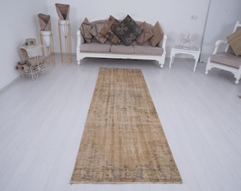 Antique Runner,Muted Runner,Oushak Runner Rug,Vintage Runner Rug,3x9 Runner,Turkish Runner Rug,Oushak Rug Runner,Faded Rug,Vintage Rug,638